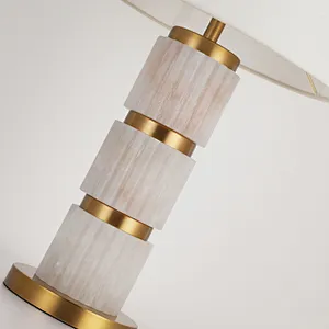 Triple gear-shaped alabaster art elgant living room table lamp