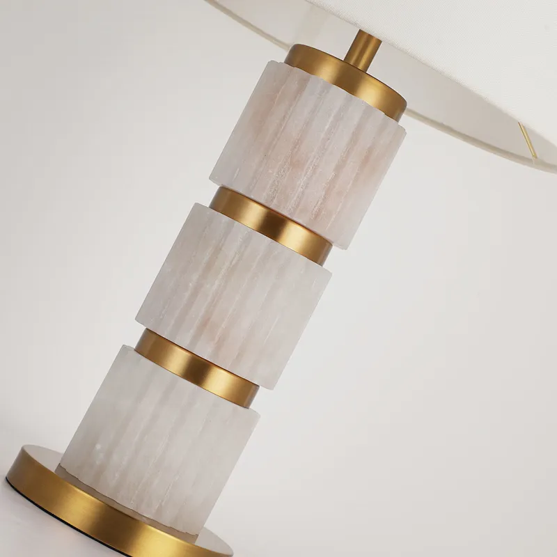 Triple gear-shaped alabaster art elgant living room table lamp